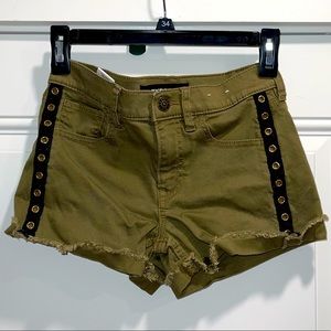 Olive green shortie mid rise Express denim stretch+ shorts
